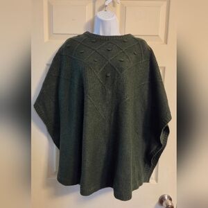 LOFT Forest Green Poncho Sweater Medium/Large